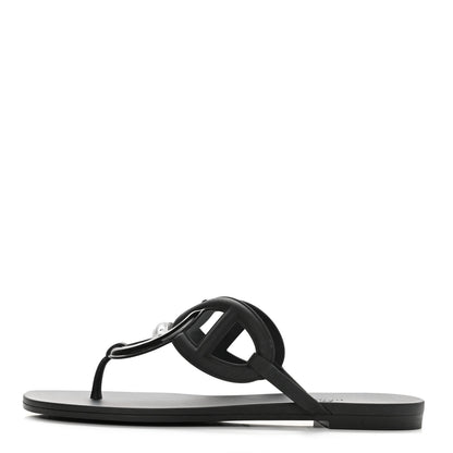 Hermes Rubber Womens Egerie Sandals 37 Black 1 of 9