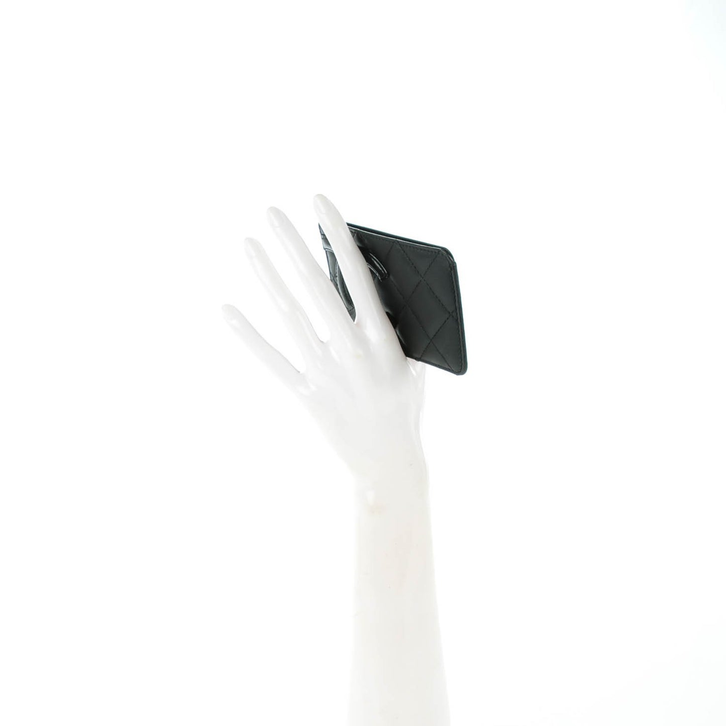 Calfskin Quilted Cambon Card Holder Black