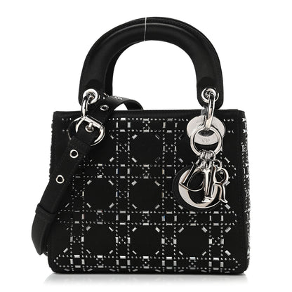 Christian Dior Satin Crystal Cannage Mini Lady Dior Black 1 of 5