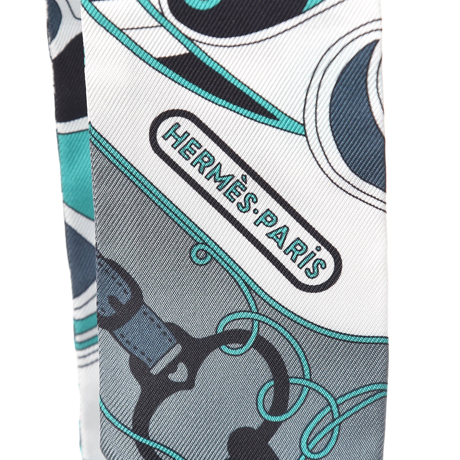 Hermes Silk Folklore Twilly White Menthol Gris 3 of 5