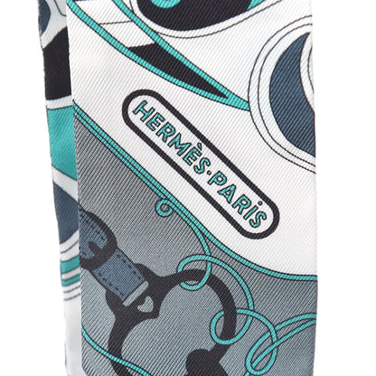 Hermes Silk Folklore Twilly White Menthol Gris 3 of 5