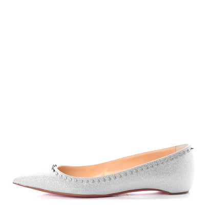Christian Louboutin Mini Glitter Anjalina Flats 38 Silver 1 of 7