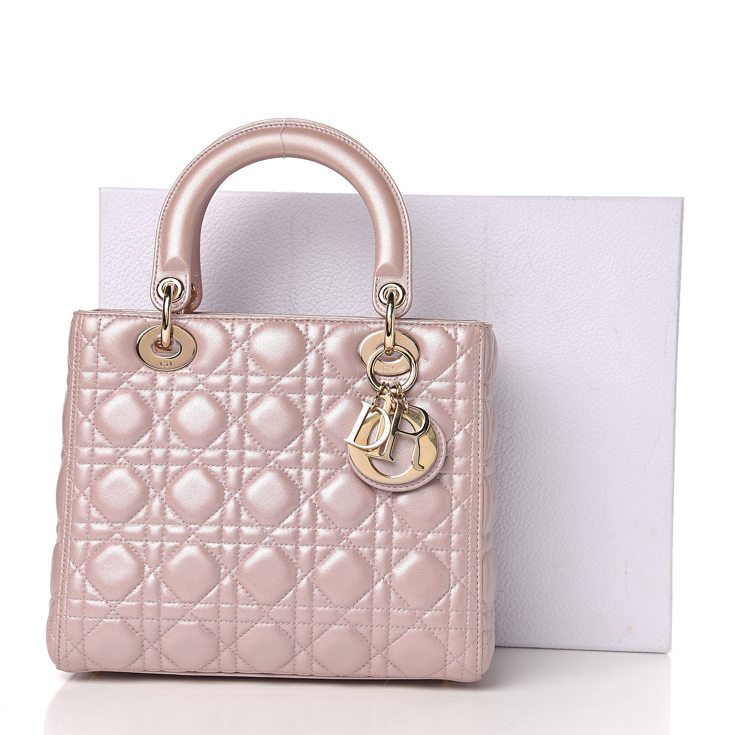 Christian Dior Pearly Lambskin Cannage Medium Lady Dior Lotus 12 of 12