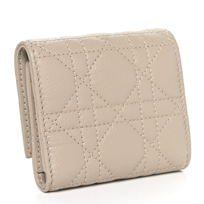 Christian Dior Supple Calfskin Cannage Caro Hibiscus Wallet Powder Beige 3 of 8
