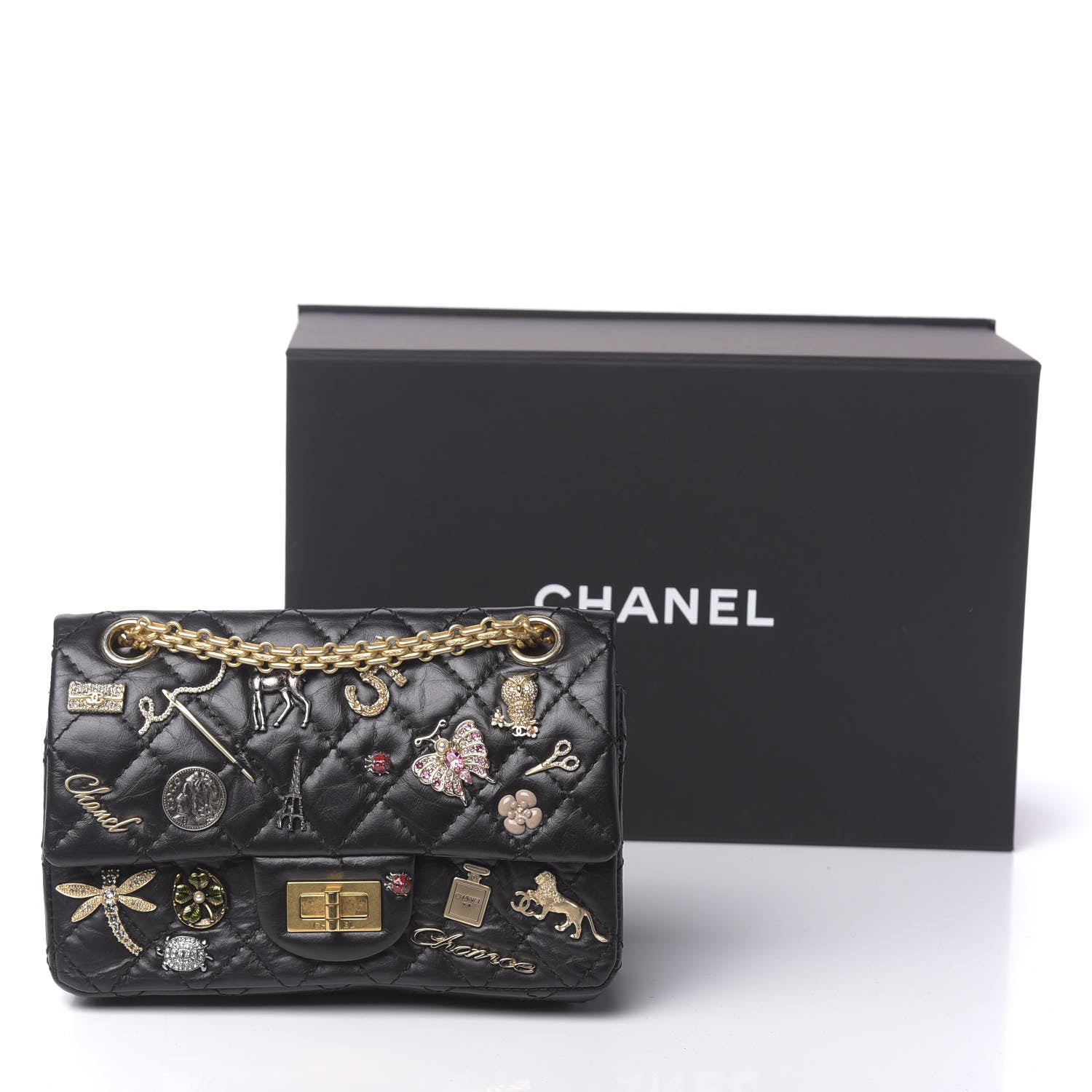 Chanel Aged Calfskin Lucky Charms 2.55 Reissue 224 Flap Black 12 of 12