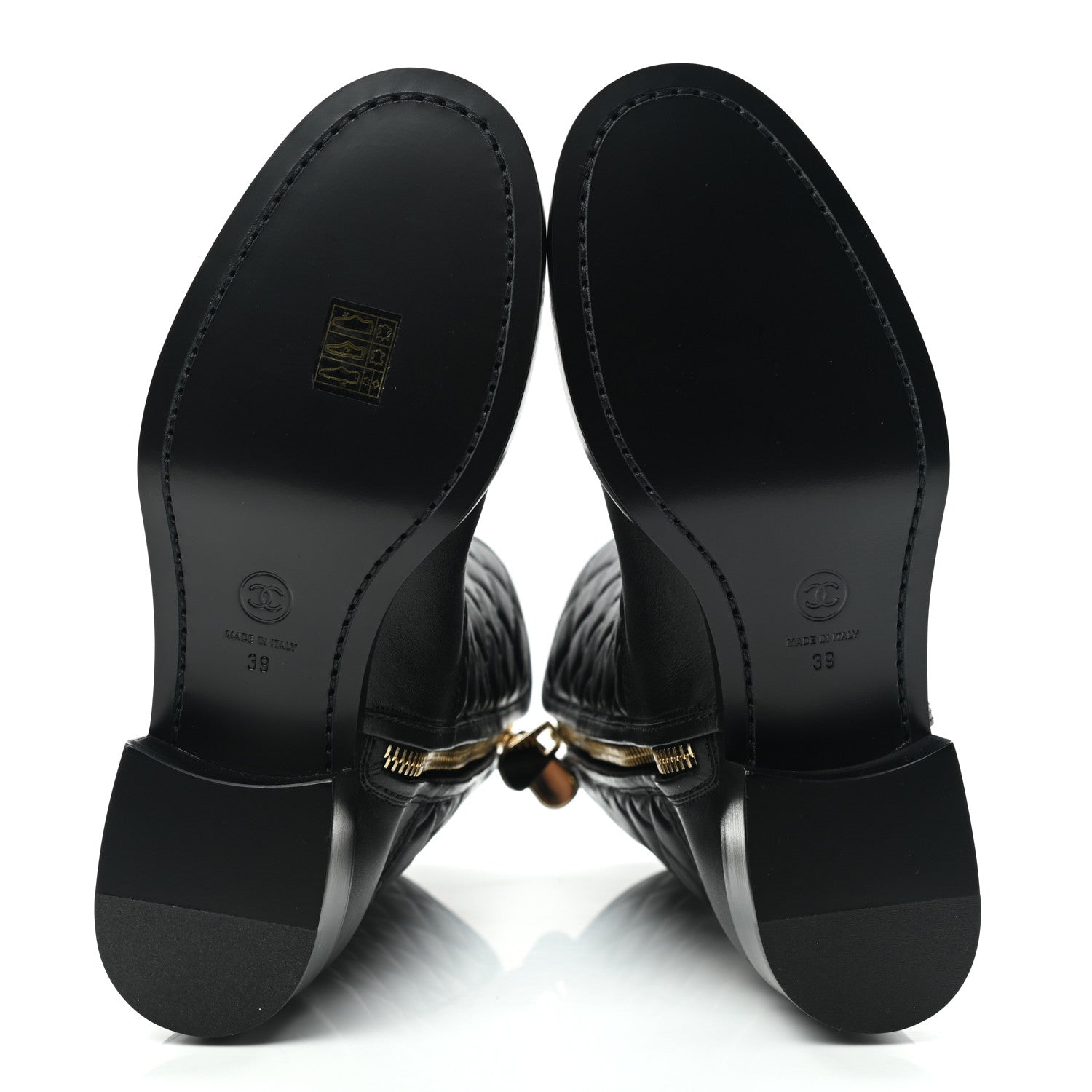 Chanel Calfskin CC Boots 39 Black 5 of 9