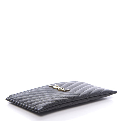 Saint Laurent Grain De Poudre Chevron Monogram Bill Pouch Black 4 of 7