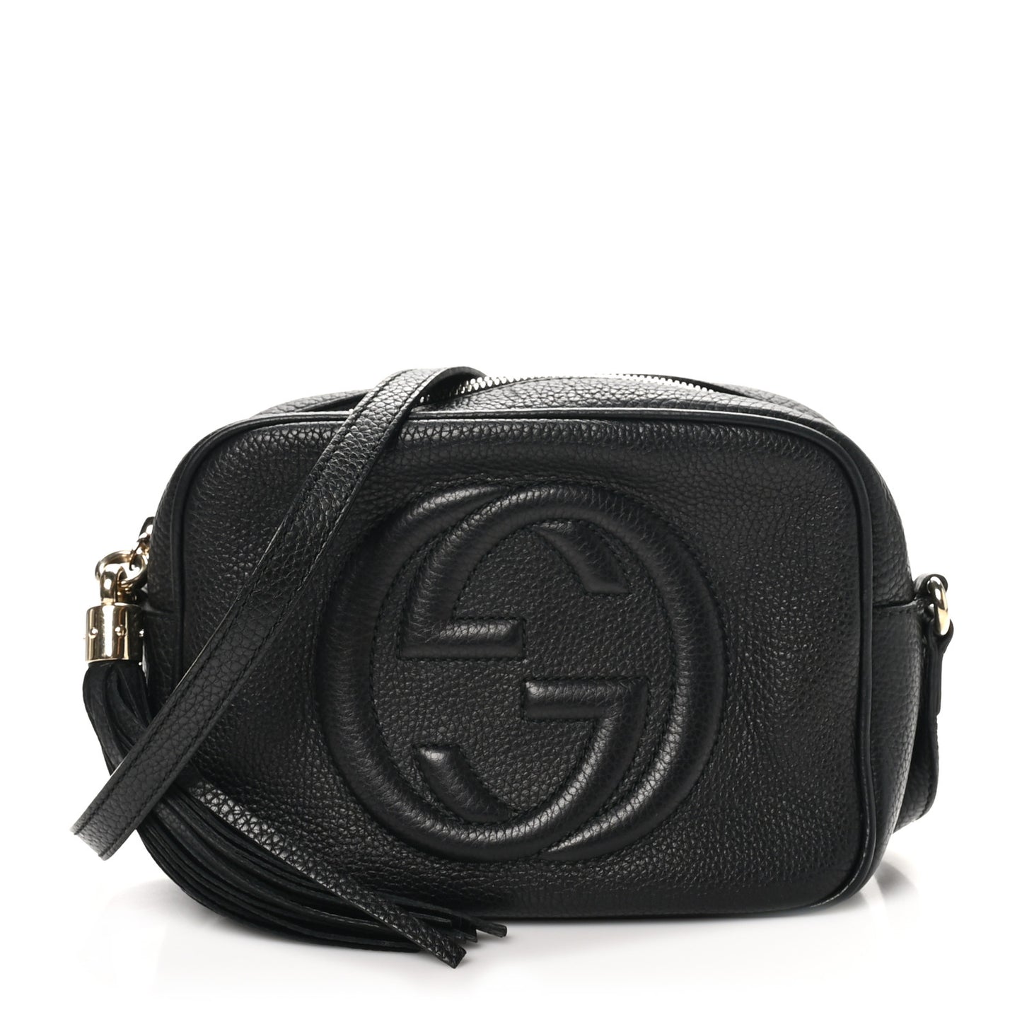 Pebbled Calfskin Small Soho Disco Bag Black