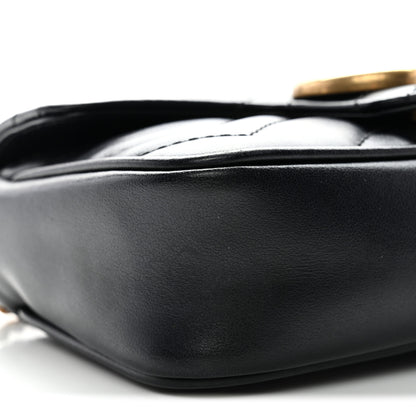 Gucci Calfskin Matelasse Super Mini GG Marmont Shoulder Bag Black 9 of 11