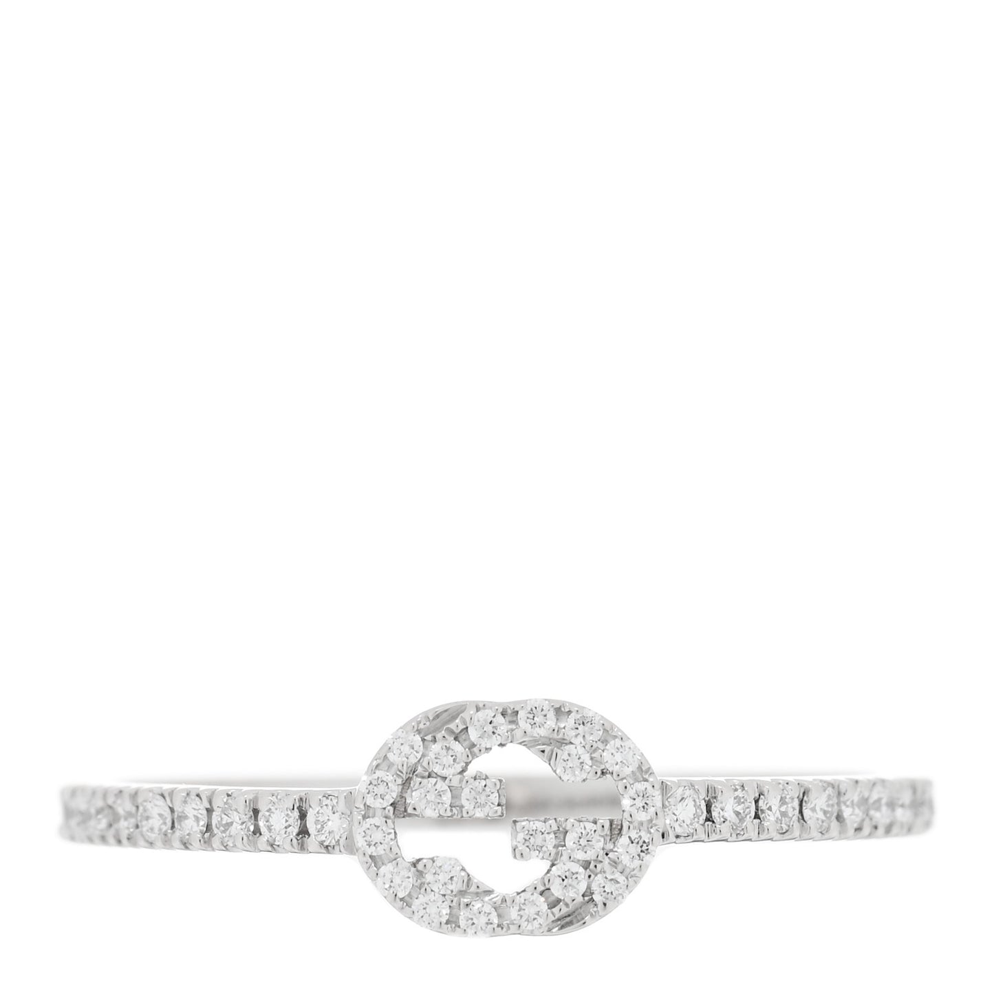 18K White Gold Diamond Interlocking G Ring 55 7.25