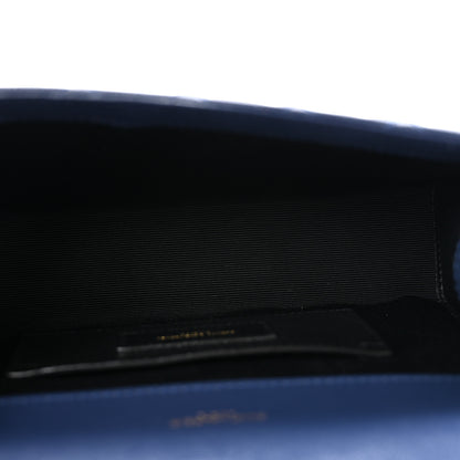 Saint Laurent Grain De Poudre Textured Mixed Matelasse Triquilt Small Monogram Satchel Blue Charron 5 of 14