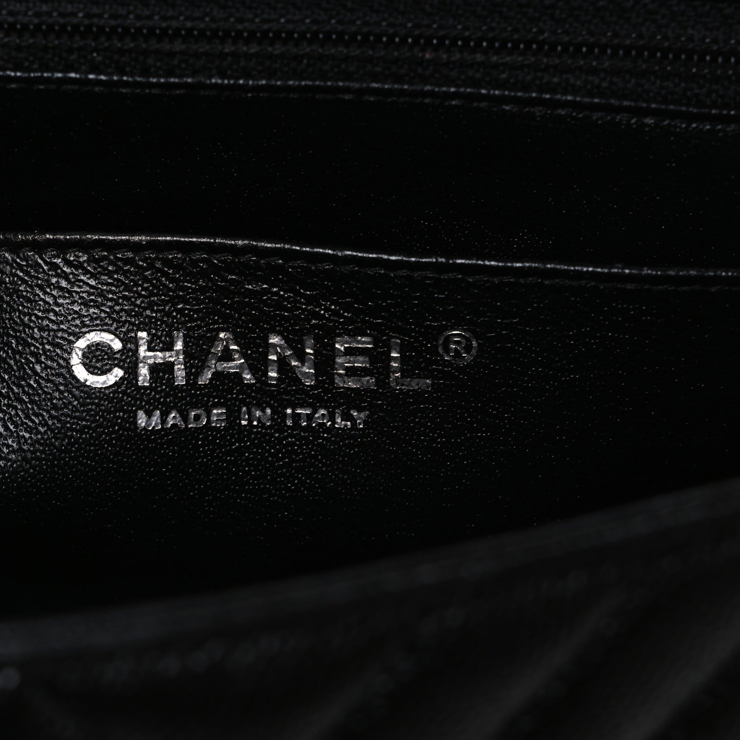 Caviar Chevron Quilted Mini Square Flap Black