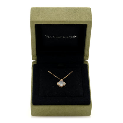 Van Cleef & Arpels 18K Yellow Gold Mother of Pearl Sweet Alhambra Pendant Necklace 5 of 5