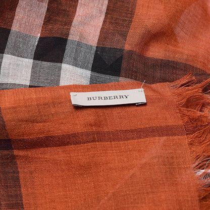 Burberry Wool Silk House Check Lightweight Scarf Orange 4 of 5