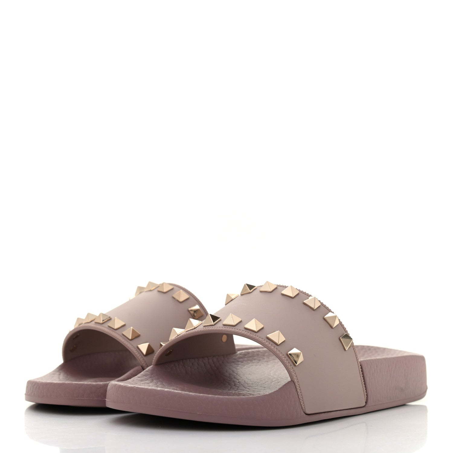 Valentino Garavani Rubber Rockstud Slide Sandals 35 Poudre 3 of 7
