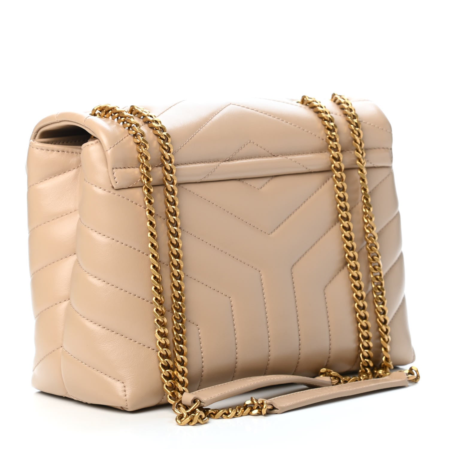Saint Laurent Calfskin Y Quilted Monogram Small Loulou Chain Satchel Dark Beige 2 of 4