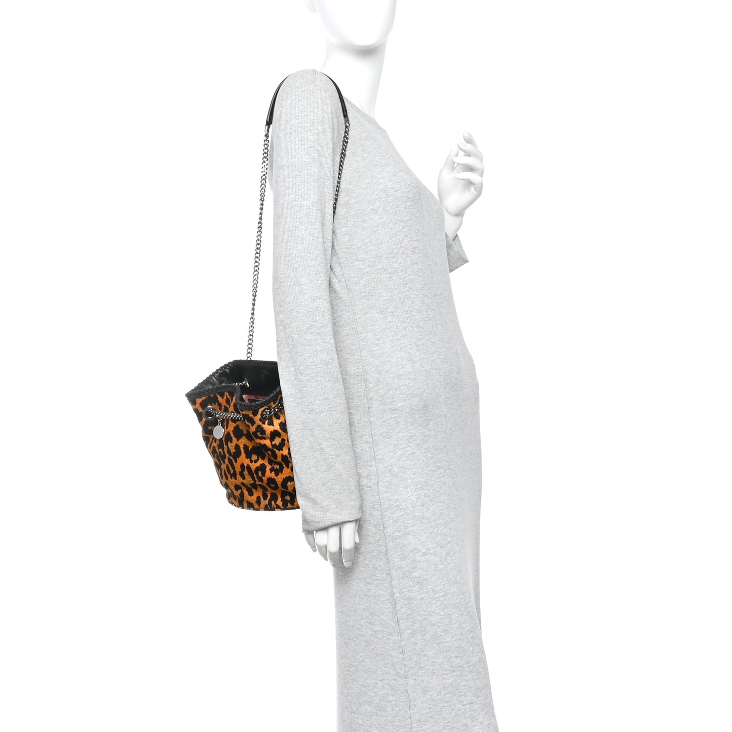 Jacquard Leopard Print Small Falabella Bucket Bag Leopard