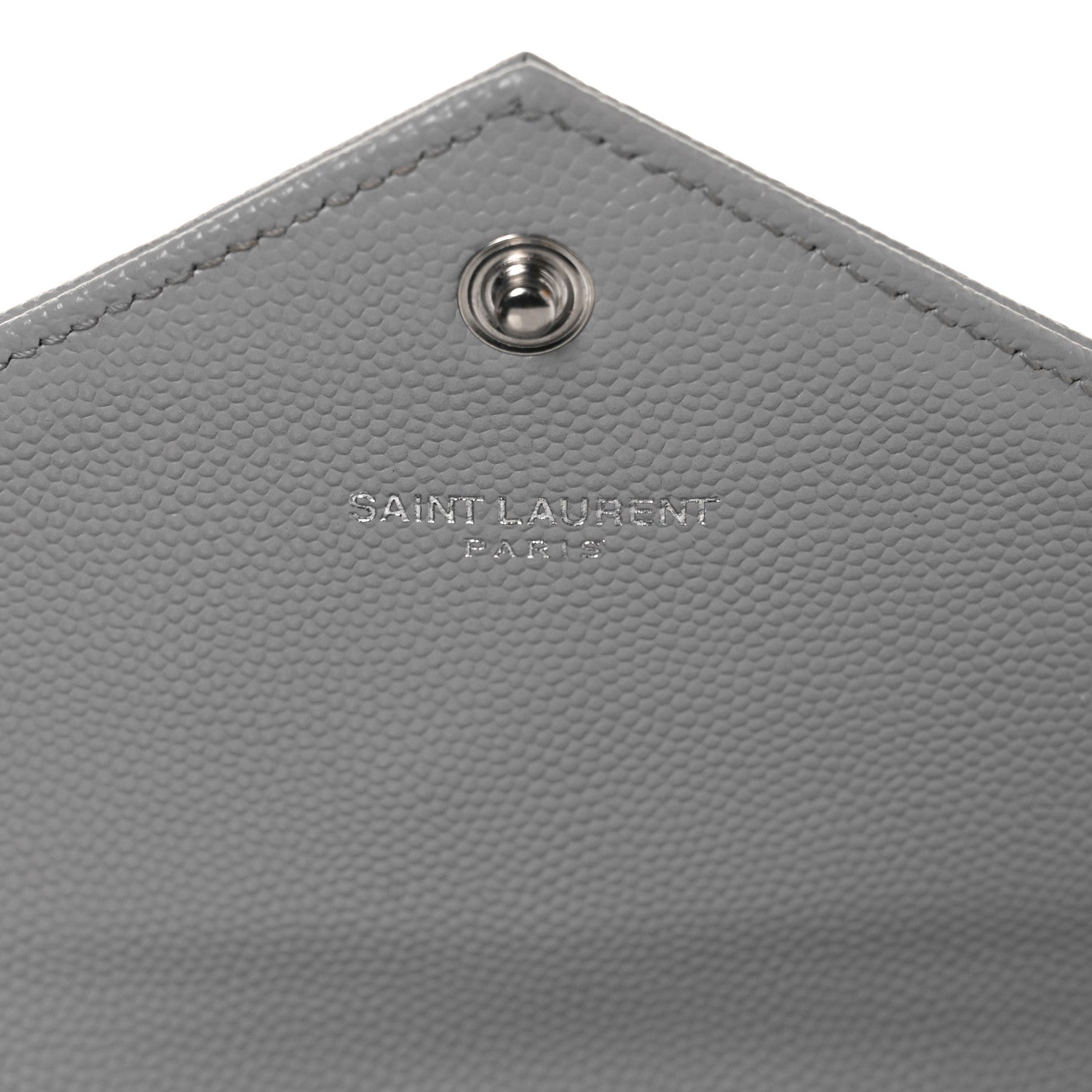 Saint Laurent Grain De Poudre Matelasse Chevron Small Monogram Chain Wallet Light Grey 14 of 36