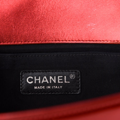 Chanel Metallic Patent Calfskin Quilted Medium Boy Flap Red 18 of 20