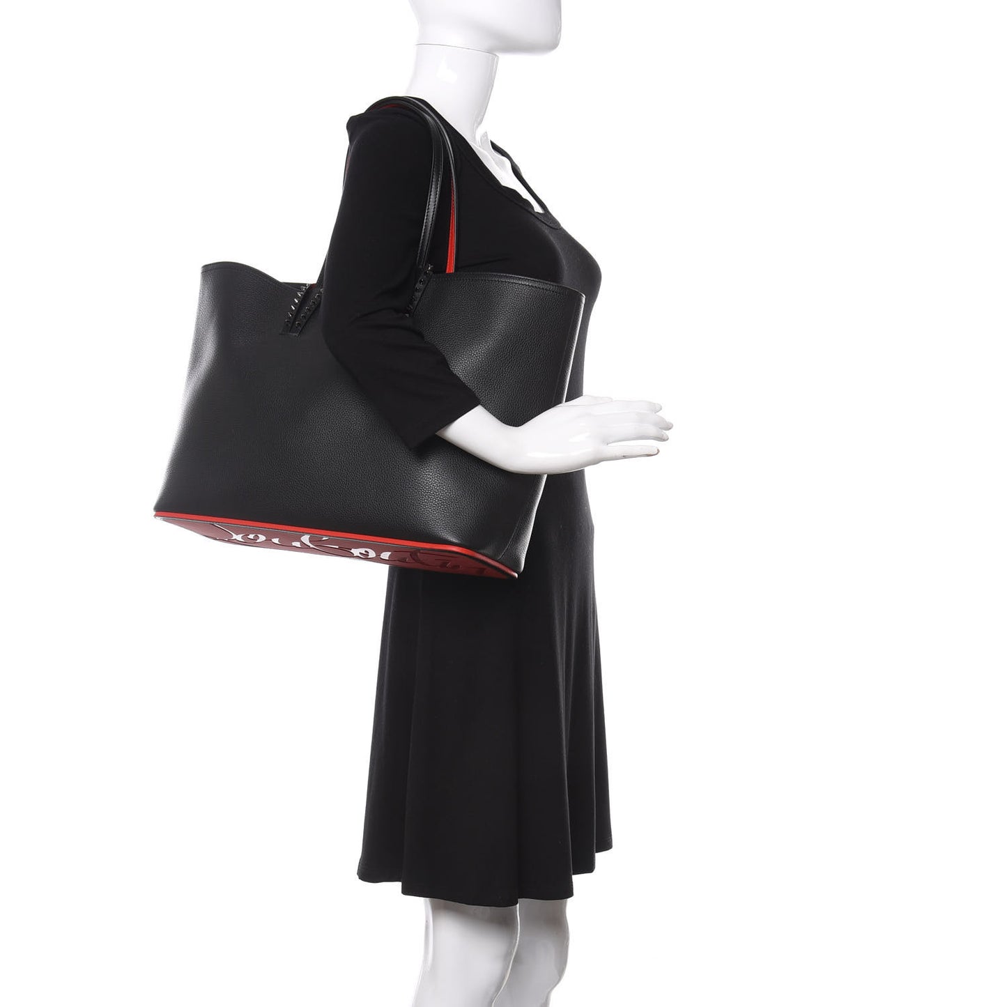 Calfskin Spikes East West Cabata Tote Black