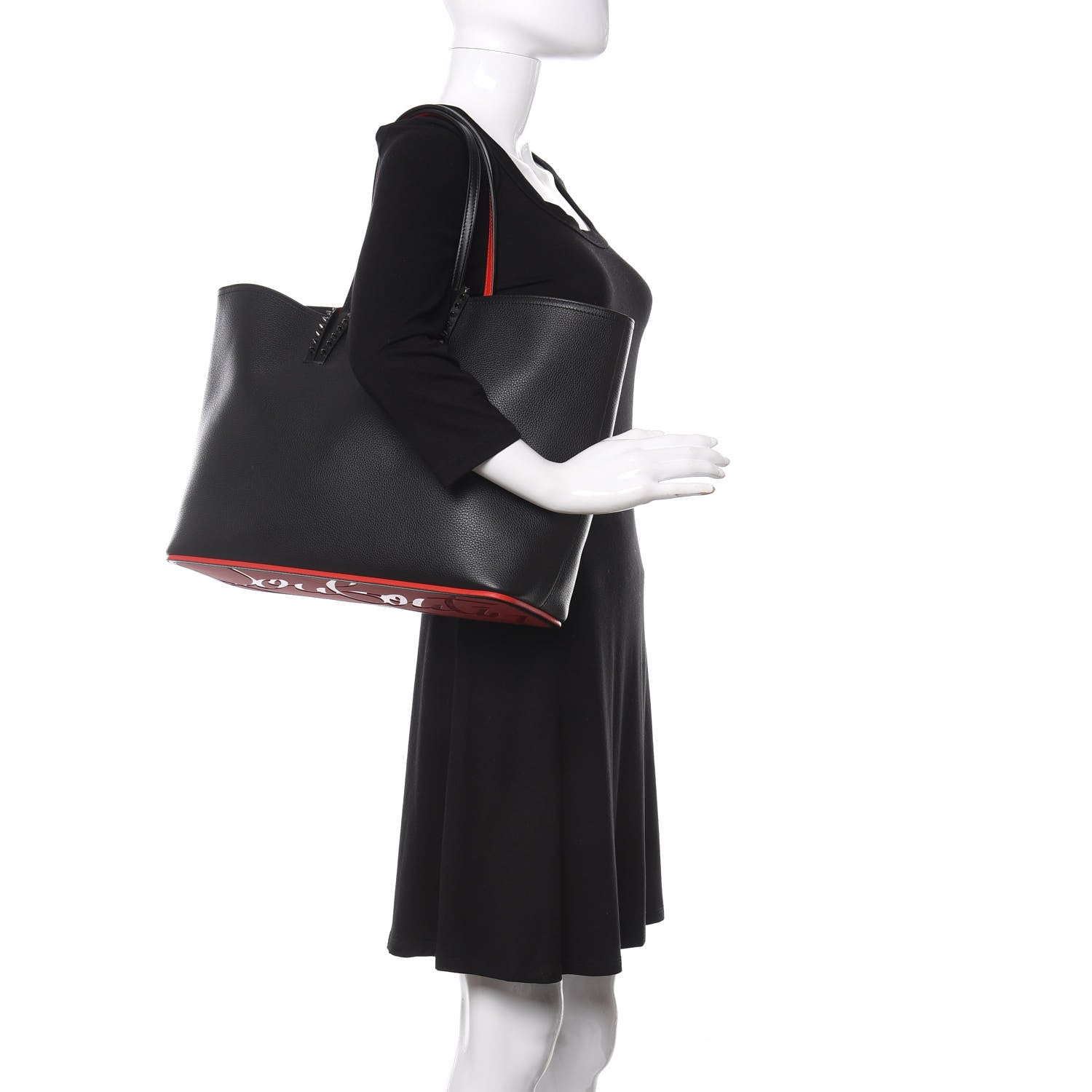 Christian Louboutin Calfskin Spikes East West Cabata Tote Black 2 of 13