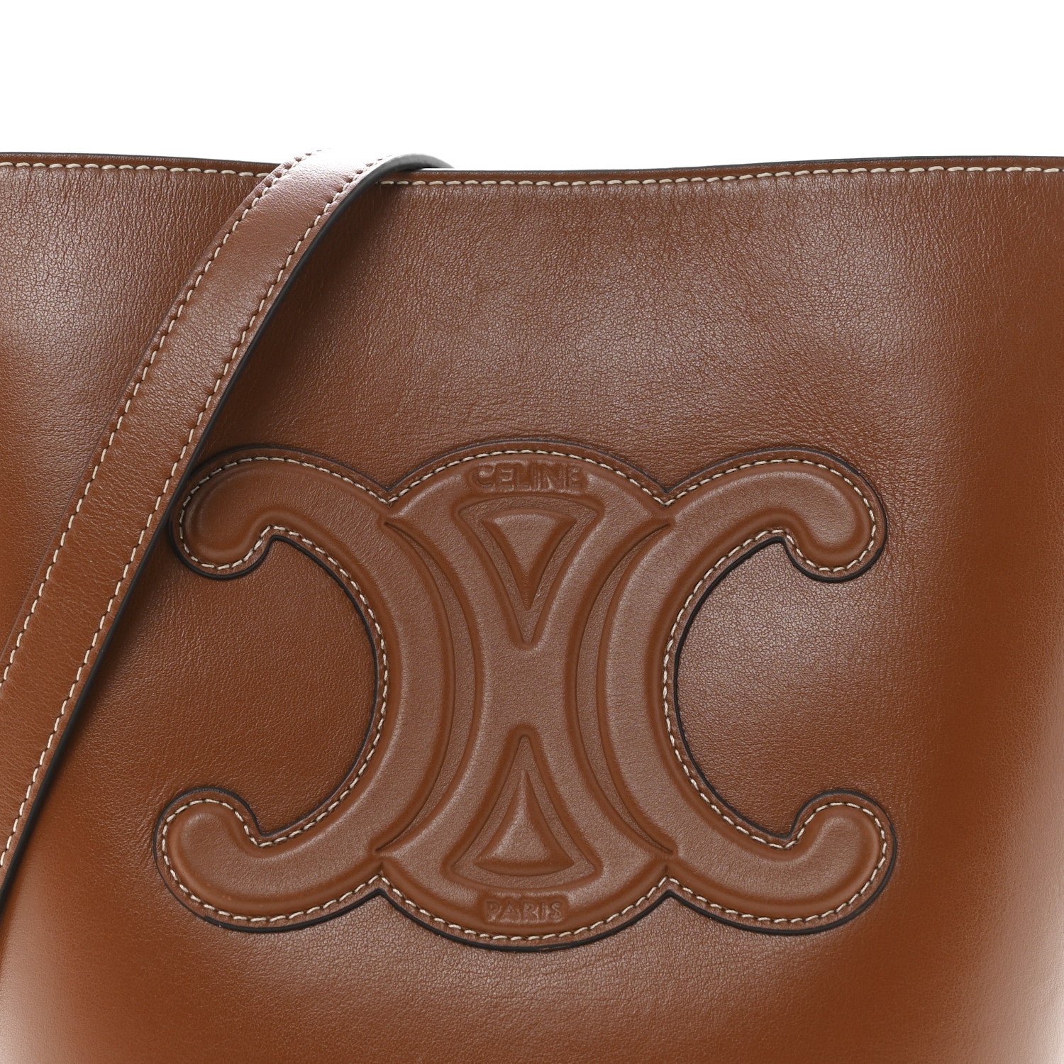 Celine Smooth Calfskin Small Cuir Triomphe Bucket Bag Tan 9 of 13