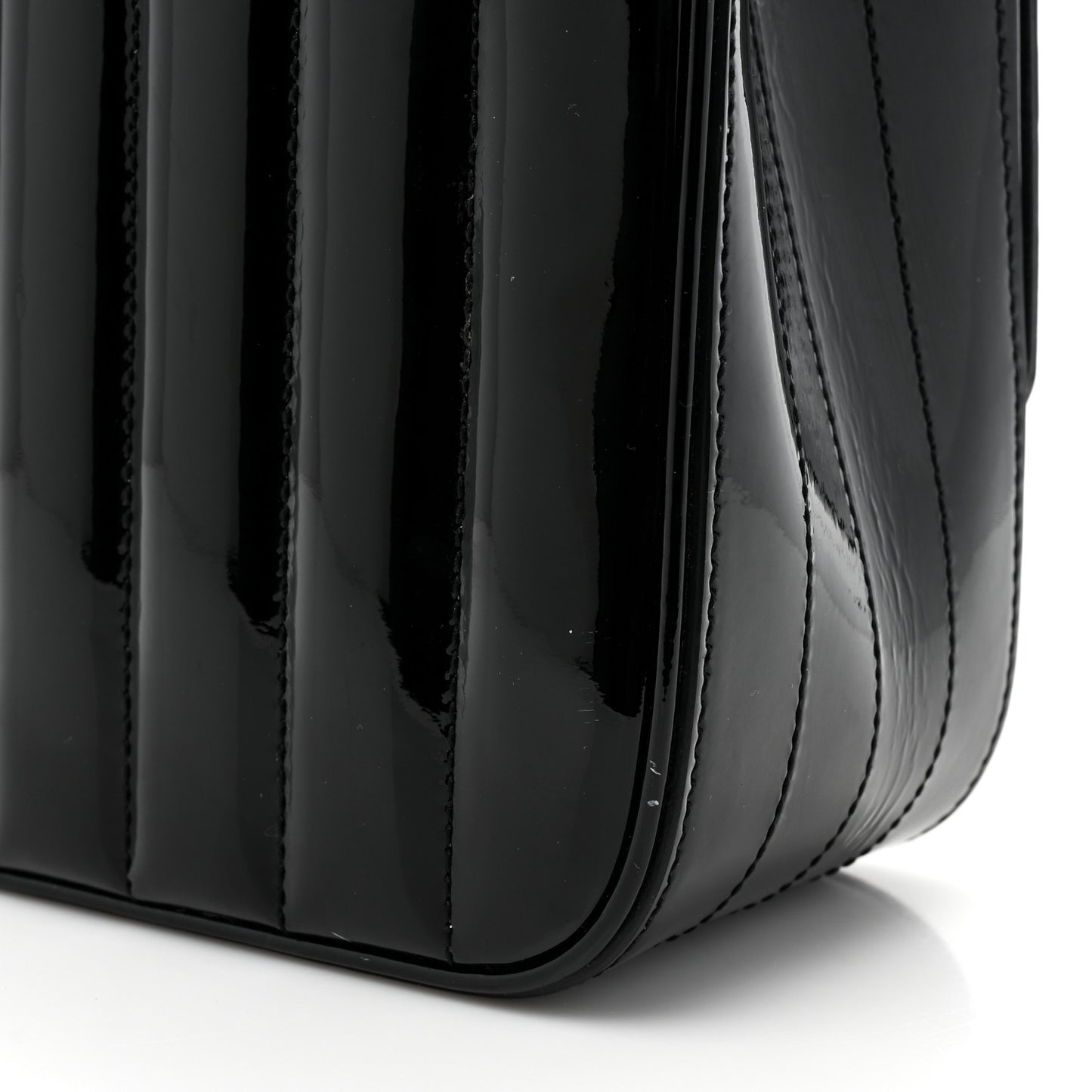 Patent Matelasse Monogram Large Vicky Chain Bag Black