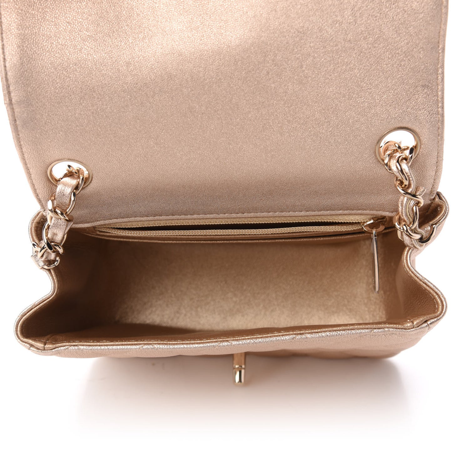 Metallic Lambskin Quilted Mini Square Flap Gold