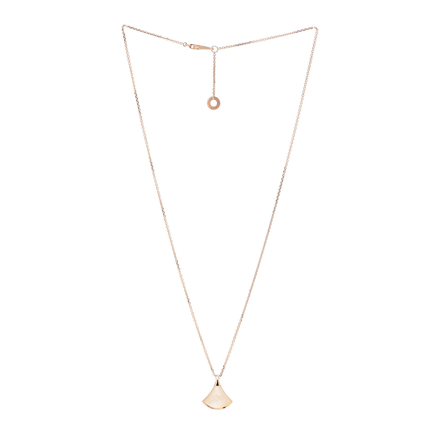 Bulgari 18K Rose Gold Diamond Mother of Pearl Small Divas' Dream Pendant Necklace 3 of 7