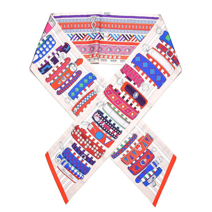 Hermes Silk Colliers De Chiens Maxi Twilly Creme Rouge Bleu 1 of 5