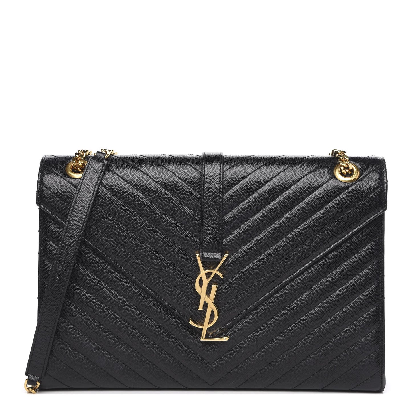 Grain De Poudre Matelasse Chevron Large Monogram Satchel Black