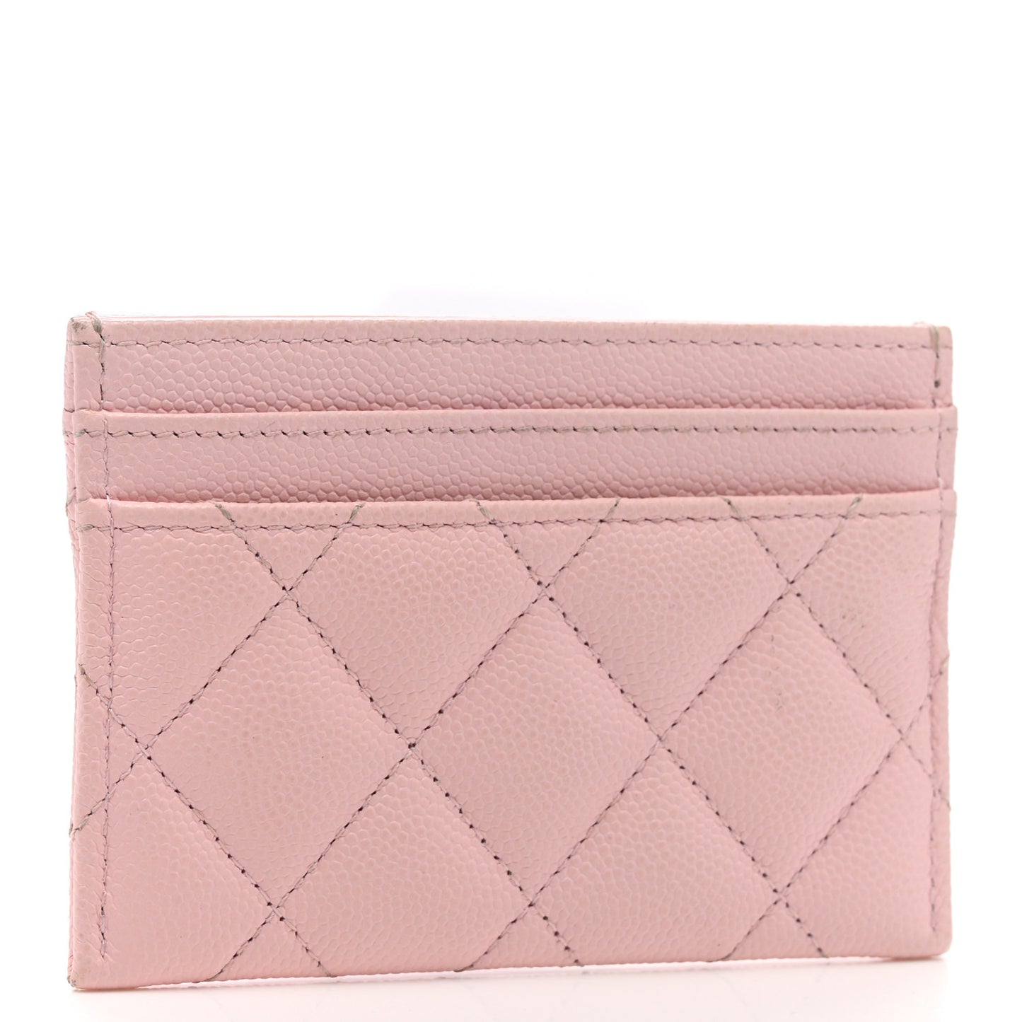 Caviar Quilted Crystal Card Holder Pink