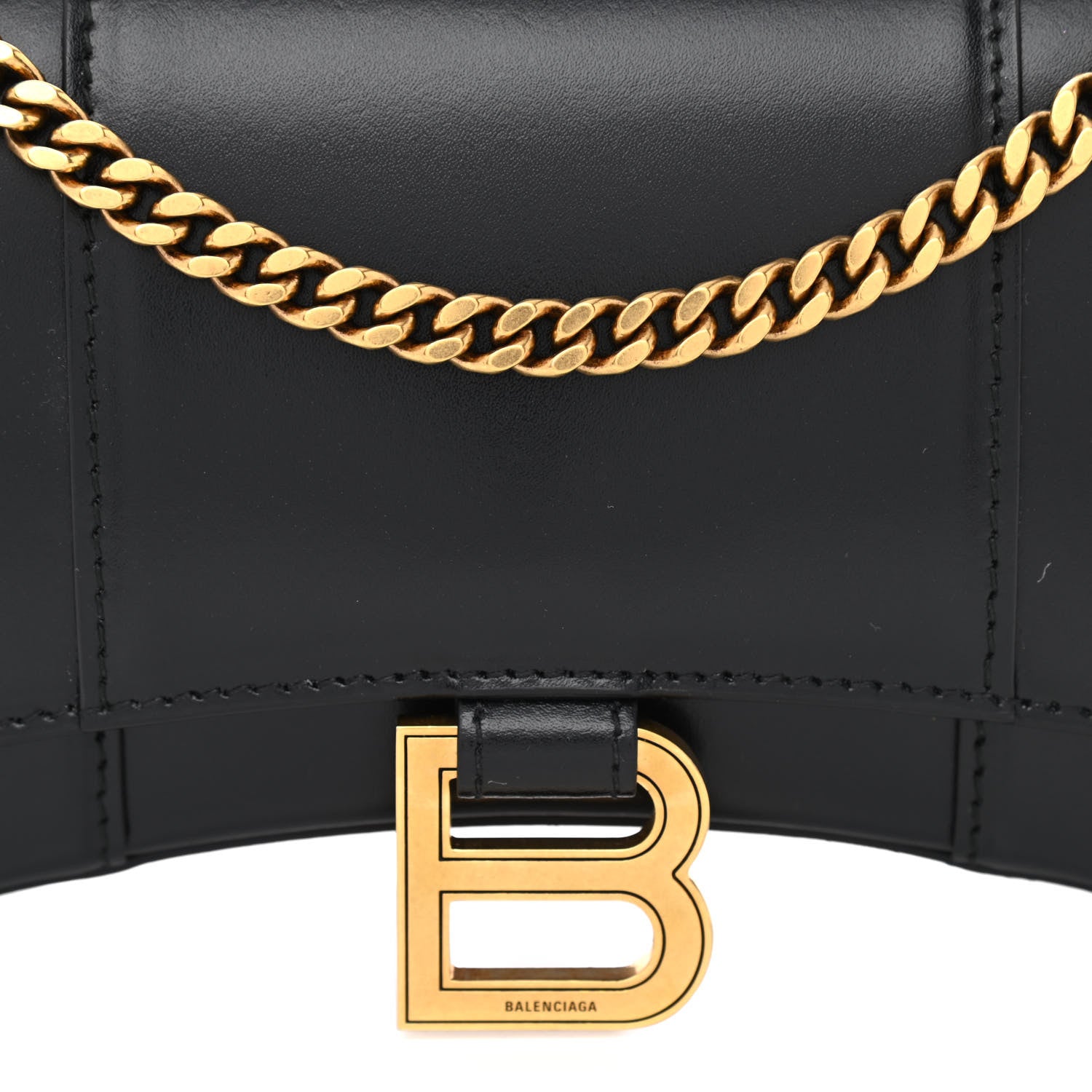 Balenciaga Shiny Box Calfskin Hourglass Chain Bag Black 7 of 10