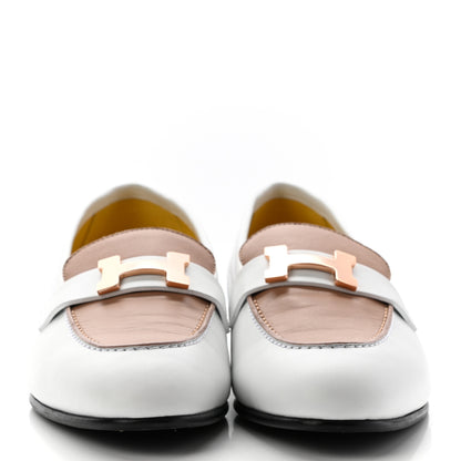 Hermes Calfskin Womens Paris Loafers 37 White Bois De Santal 2 of 9