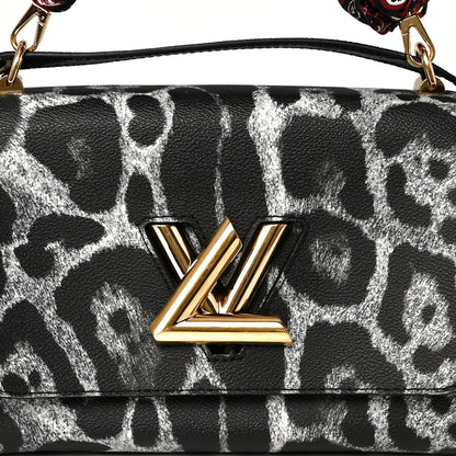 Louis Vuitton Calfskin Wild Animal Print Scarf Handle Twist Shoulder Bag MM 7 of 10