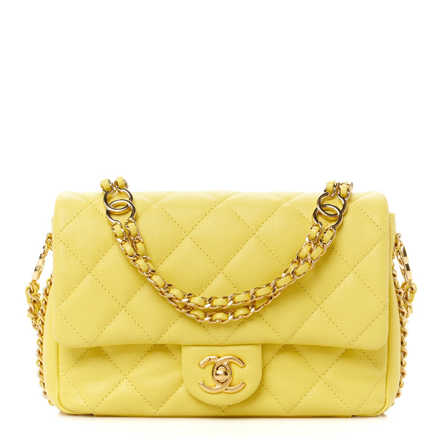 Chanel Caviar Quilted Mini CC You Flap Yellow 1 of 12
