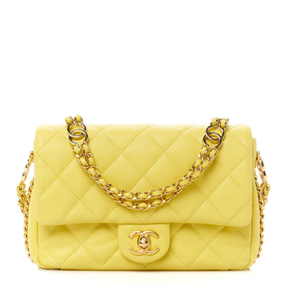 Chanel Caviar Quilted Mini CC You Flap Yellow 1 of 12