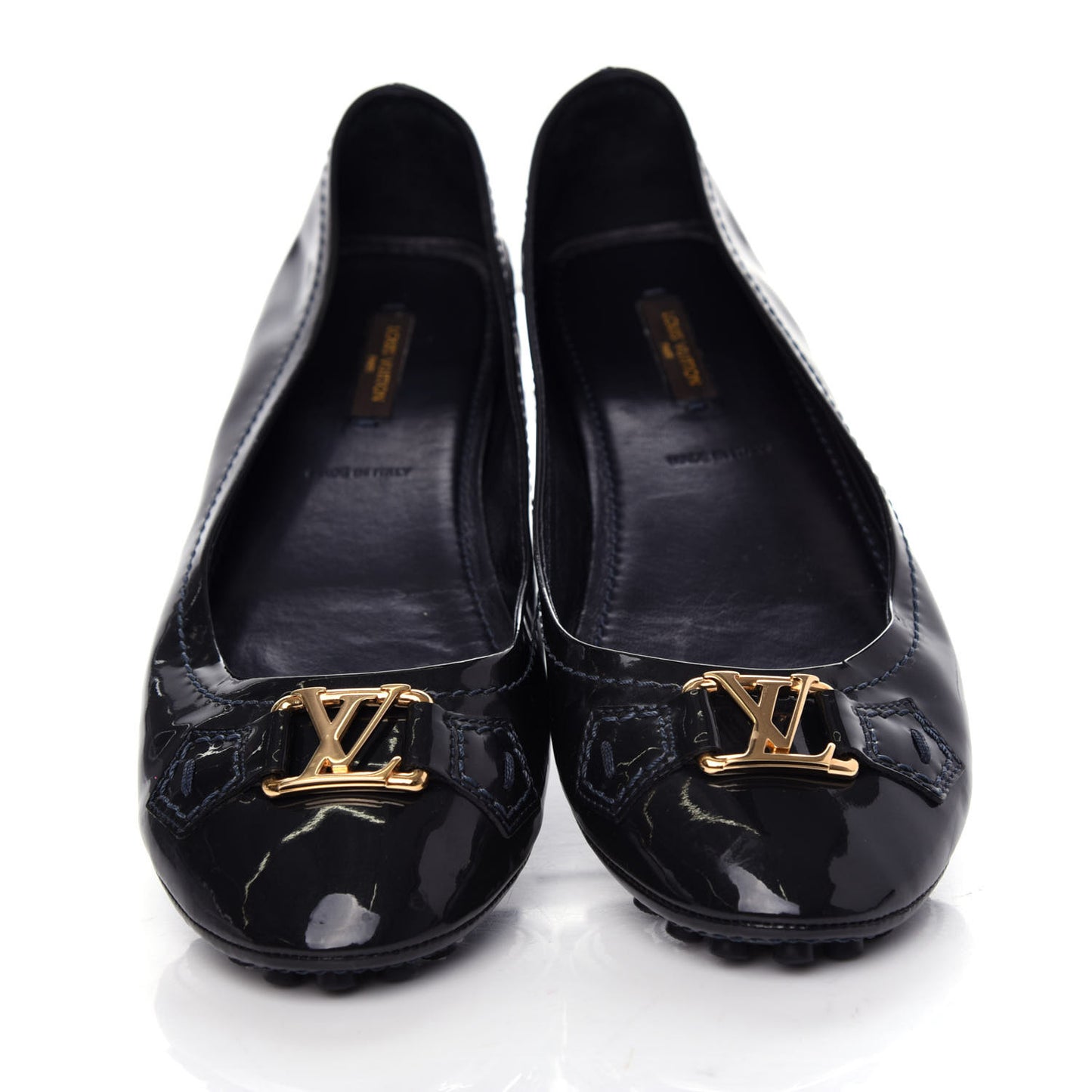 Patent Calfskin Oxford Ballerina Flats 39 Black