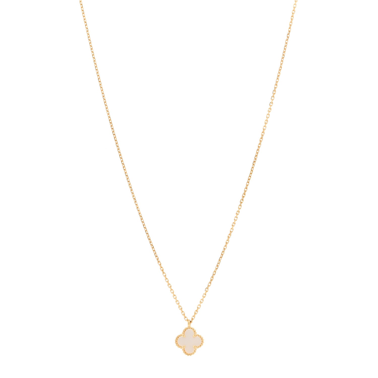 Van Cleef & Arpels 18K Yellow Gold Mother of Pearl Sweet Alhambra Pendant Necklace 1 of 5