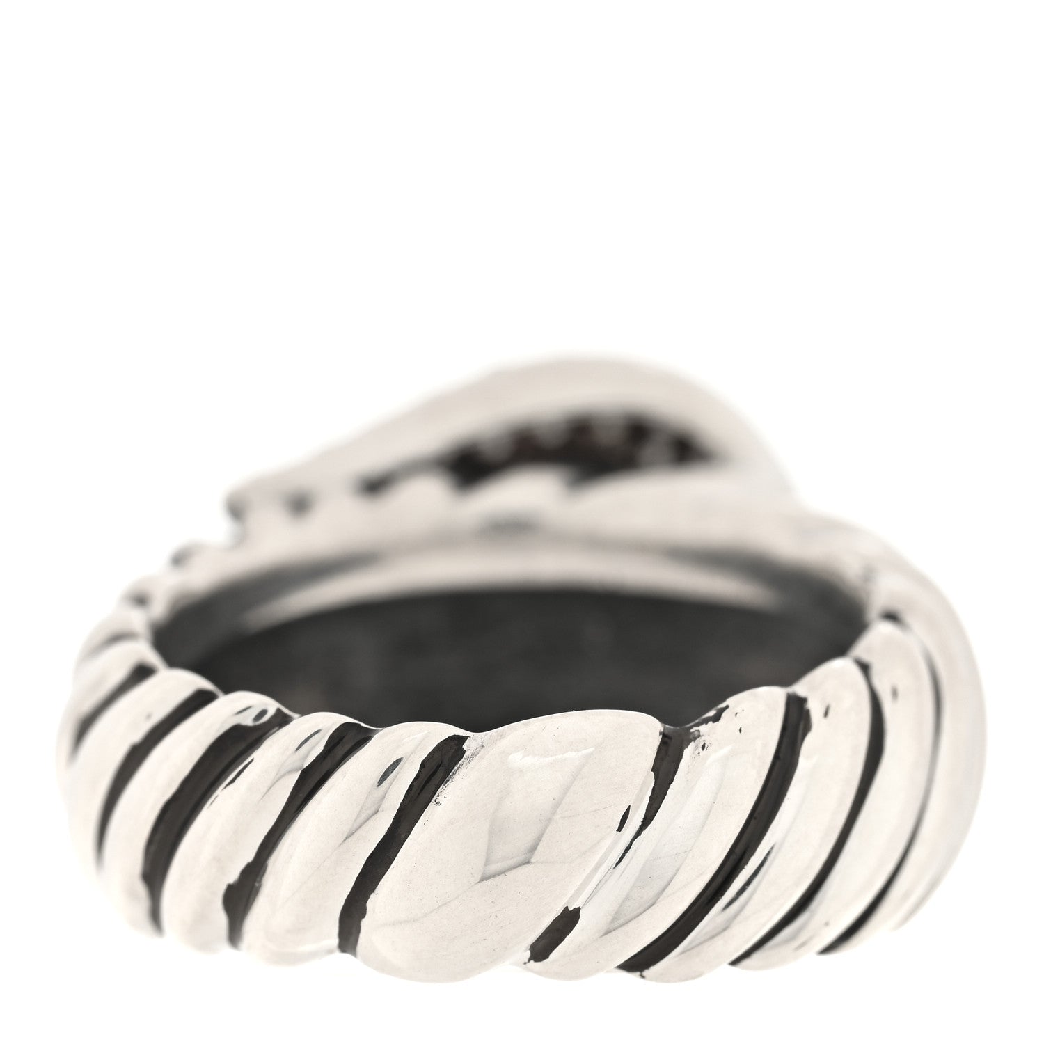 David Yurman Sterling Silver Diamond Buckle Cable Ring 52 6 3 of 4