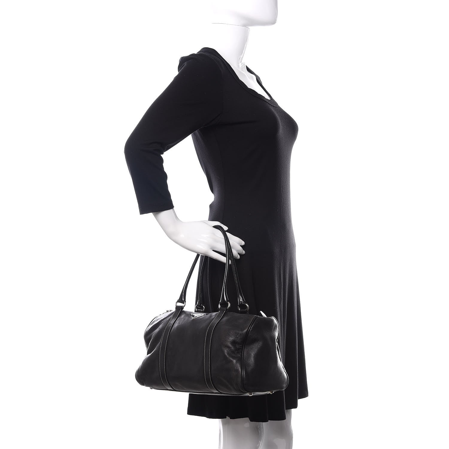 Prada Soft Calfskin Nappa Shoulder Bag Black 2 of 9
