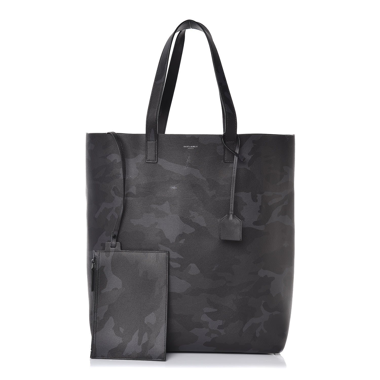 Saint Laurent Calfskin Camouflage Shopping Tote Black Grey 1 of 13