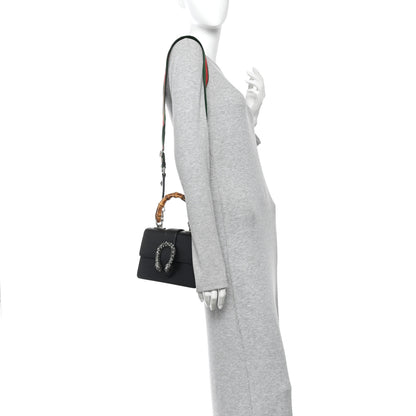 Gucci Dollar Calfskin Crystal Web Mini Dionysus Bamboo Top Handle Bag Black Black Diamond 2 of 12