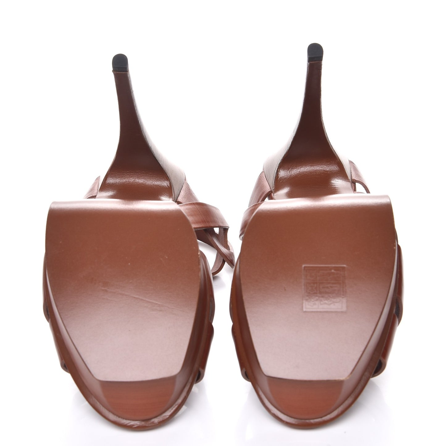 Calfskin Tribute 105 Platform Sandals 41 Dark Cuoio Paint
