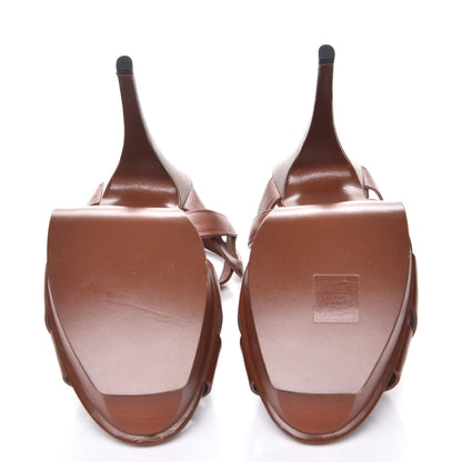 Saint Laurent Calfskin Tribute 105 Platform Sandals 41 Dark Cuoio Paint 5 of 10
