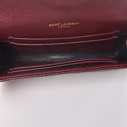 Saint Laurent Grain De Poudre Matelasse Chevron Small Monogram Envelope Wallet Bordeaux 5 of 8