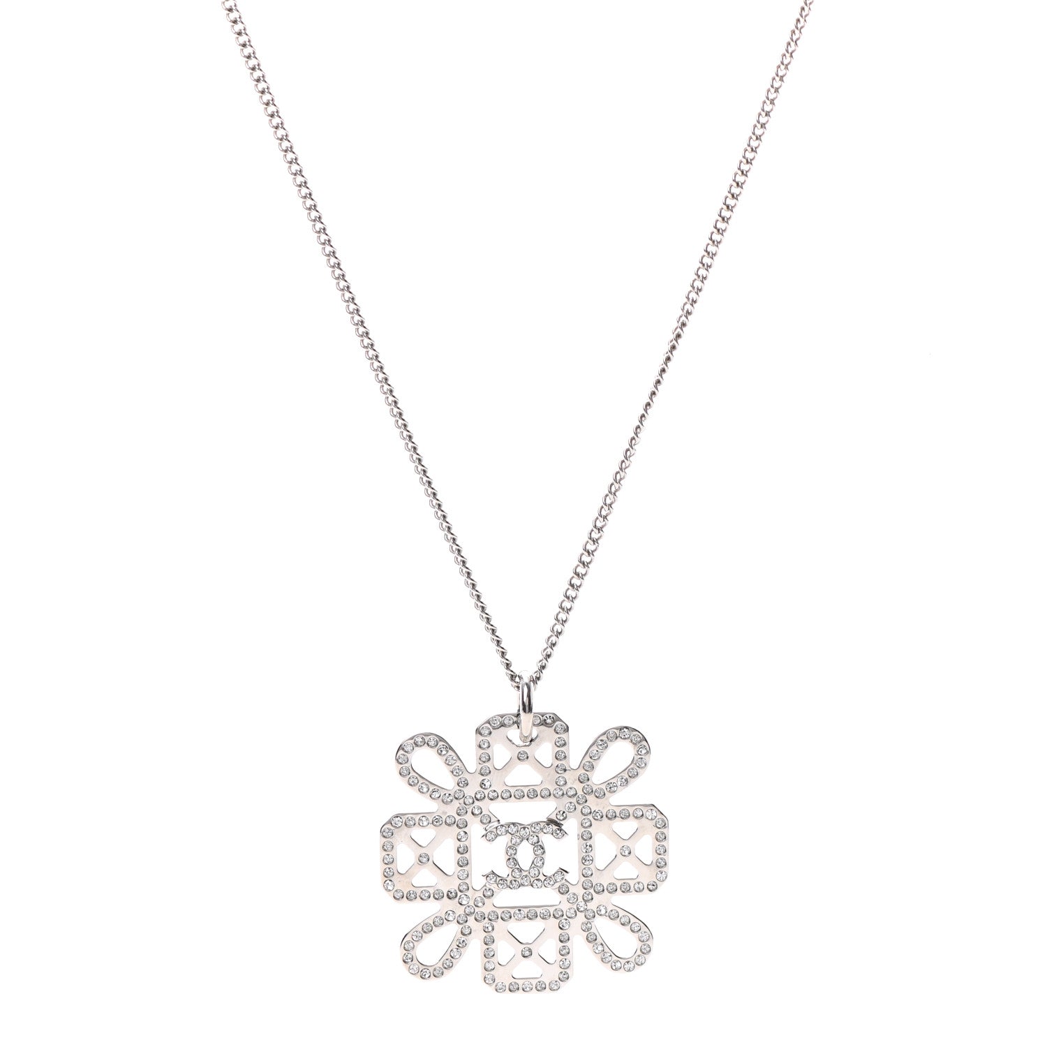 Chanel Crystal Strass Necklace Silver 1 of 5