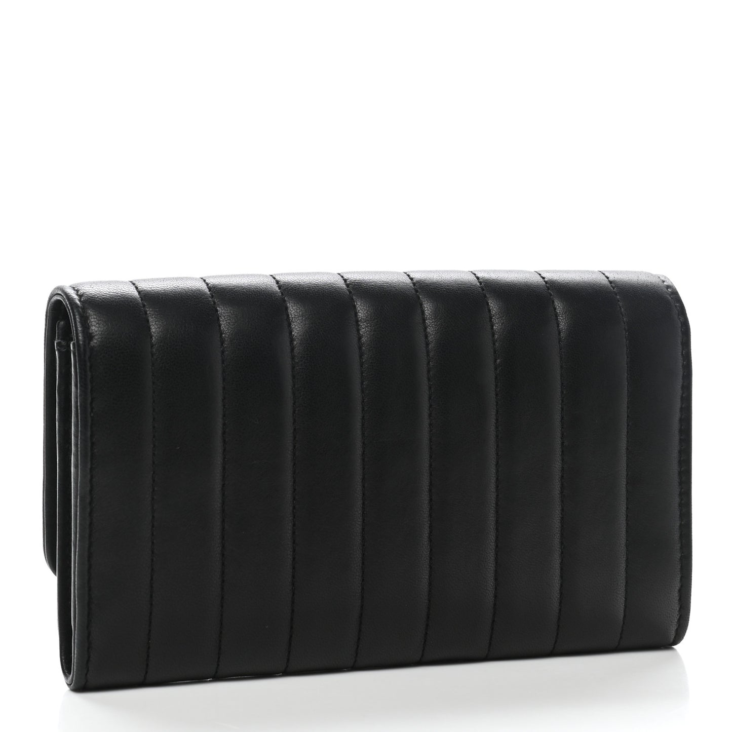 Lambskin Matelasse Monogram Large Vicky Continental Wallet Black