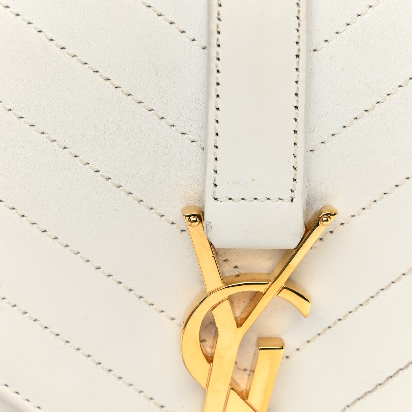 Calfskin Monogram Chevron Shoulder Bag Crema Soft