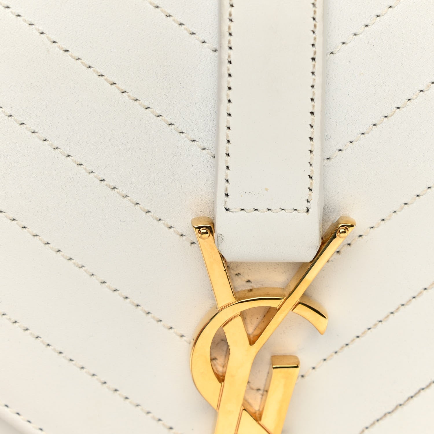 Saint Laurent Calfskin Monogram Chevron Shoulder Bag Crema Soft 14 of 17